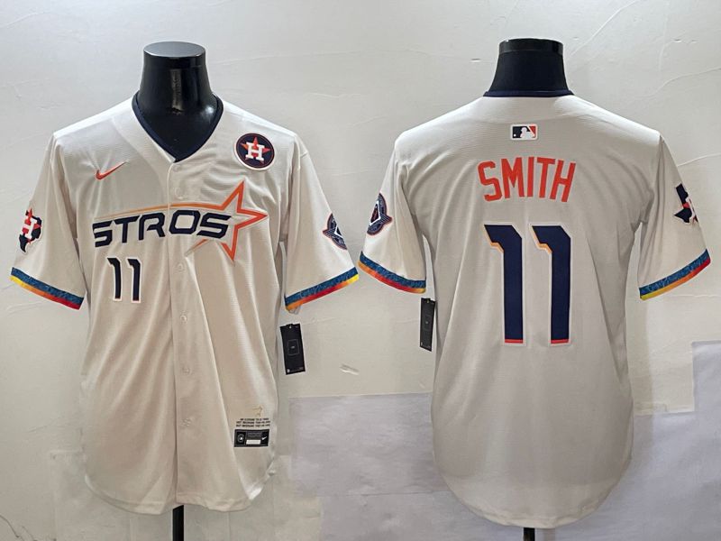 Men Houston Astros #11 Smith Cream Fourth generation Joint Name 2025 Nike MLB Jersey style 4155